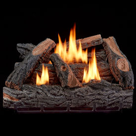 24" Vent Free Dual Fuel Gas Log Set with T-Stat Control, 32000 BTU, Brown