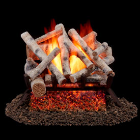 18" Vented Dual Fuel Fireplace Log Set, 45000 BTU, Birch Wood