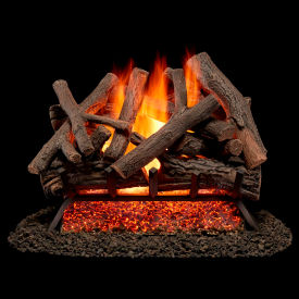 24" Vented Natural Gas Fireplace Log Set, 55000 BTU, Rustic Oak