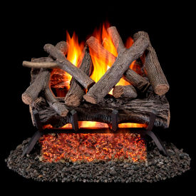 18" Vented Dual Fuel Fireplace Log Set, 45000 BTU, Rustic Oak