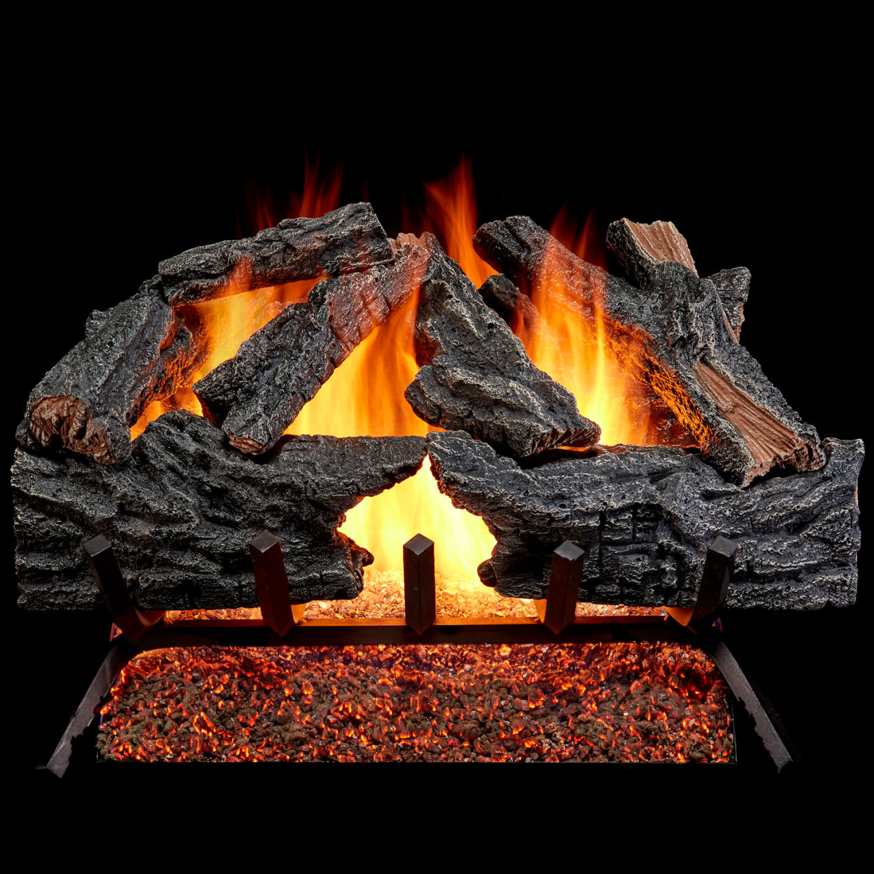 24" Vented Gas Log Set with Remote Control Kit, 55000 BTU, Colorado Split Wood