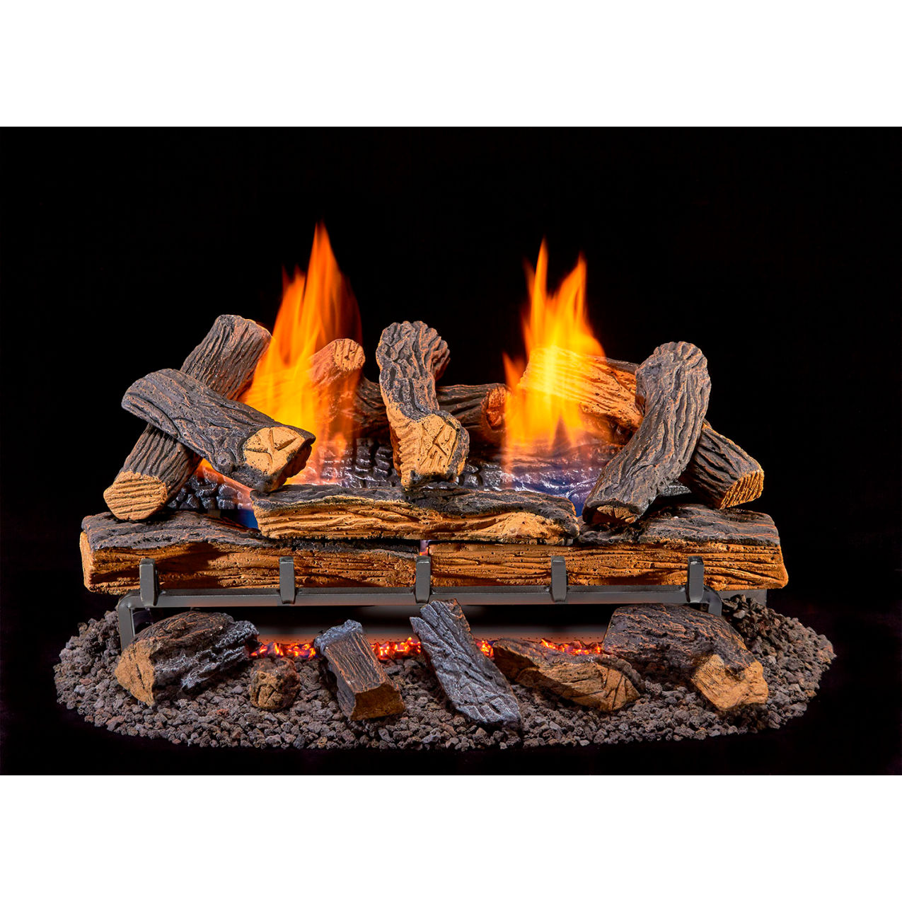 24" Vent Free Indoor Natural Gas Log Set with Thermostat Control, 33000 BTU, Split Oak
