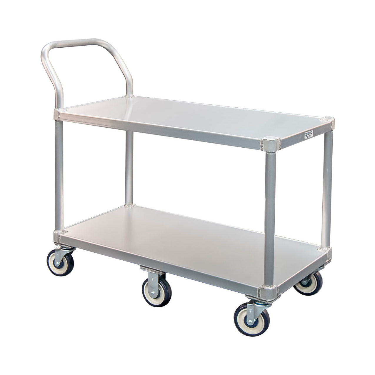HD Stocking Utility Cart with 2 Solid Shelves, 800 lb. Cap., 48"L x 19"W x 39"H