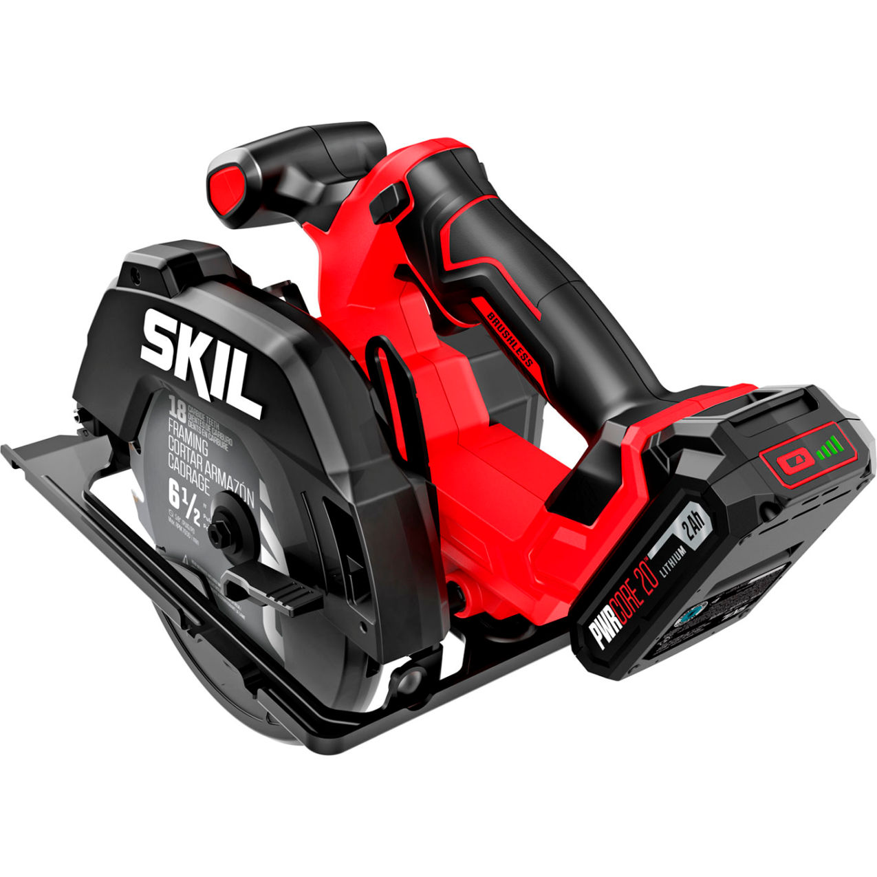 6-1/2" Circular Saw Kit, Brushless with 2.0Ah Battery & Standard Charger, 20V, 5500 RPM