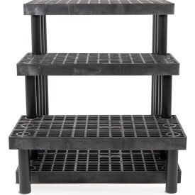 3 Step Display Wall Shelf Starter, 36"W x 39"D x 36"H, Black