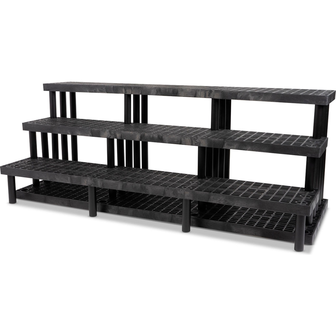 3 Step Display Wall Shelf, Starter, 96"W x 39"D x 36"H, Black