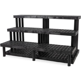 3 Step Display Wall Shelf, Starter, 66"W x 39"D x 36"H, Black