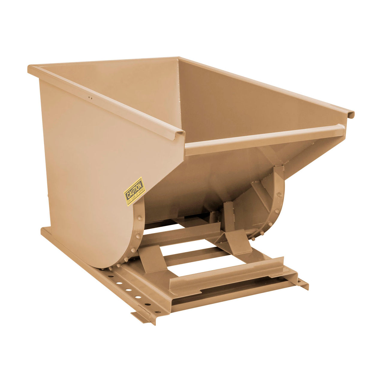 Heavy Duty Steel Self Dumping Forklift Hopper, 1 Cu. Yd., 7000 lb. Capacity, Tan