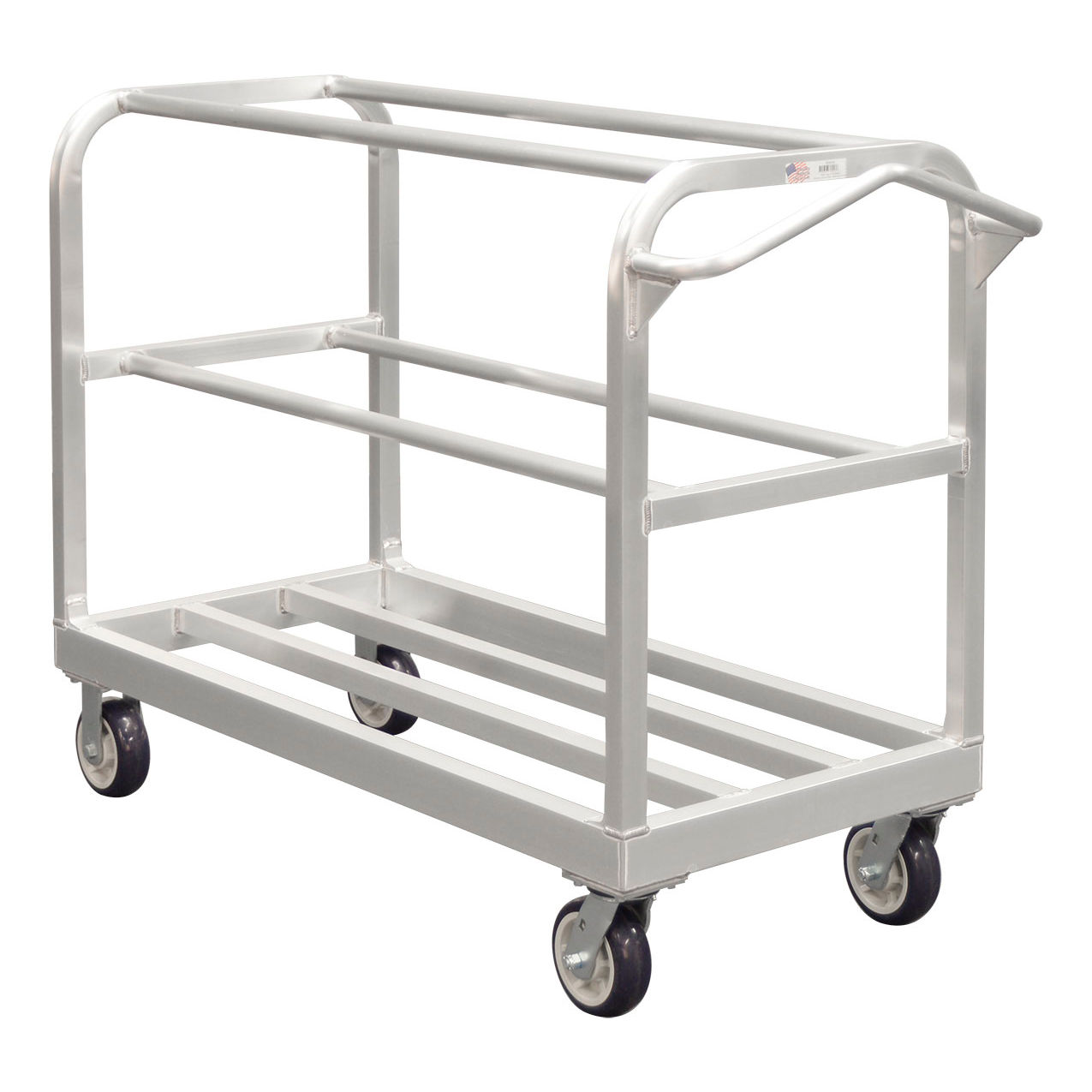 Heavy Duty Aluminum Lug Dolly/Bin Cart, 450 lb Capacity, 51"L x 24"W x 32-3/4"H