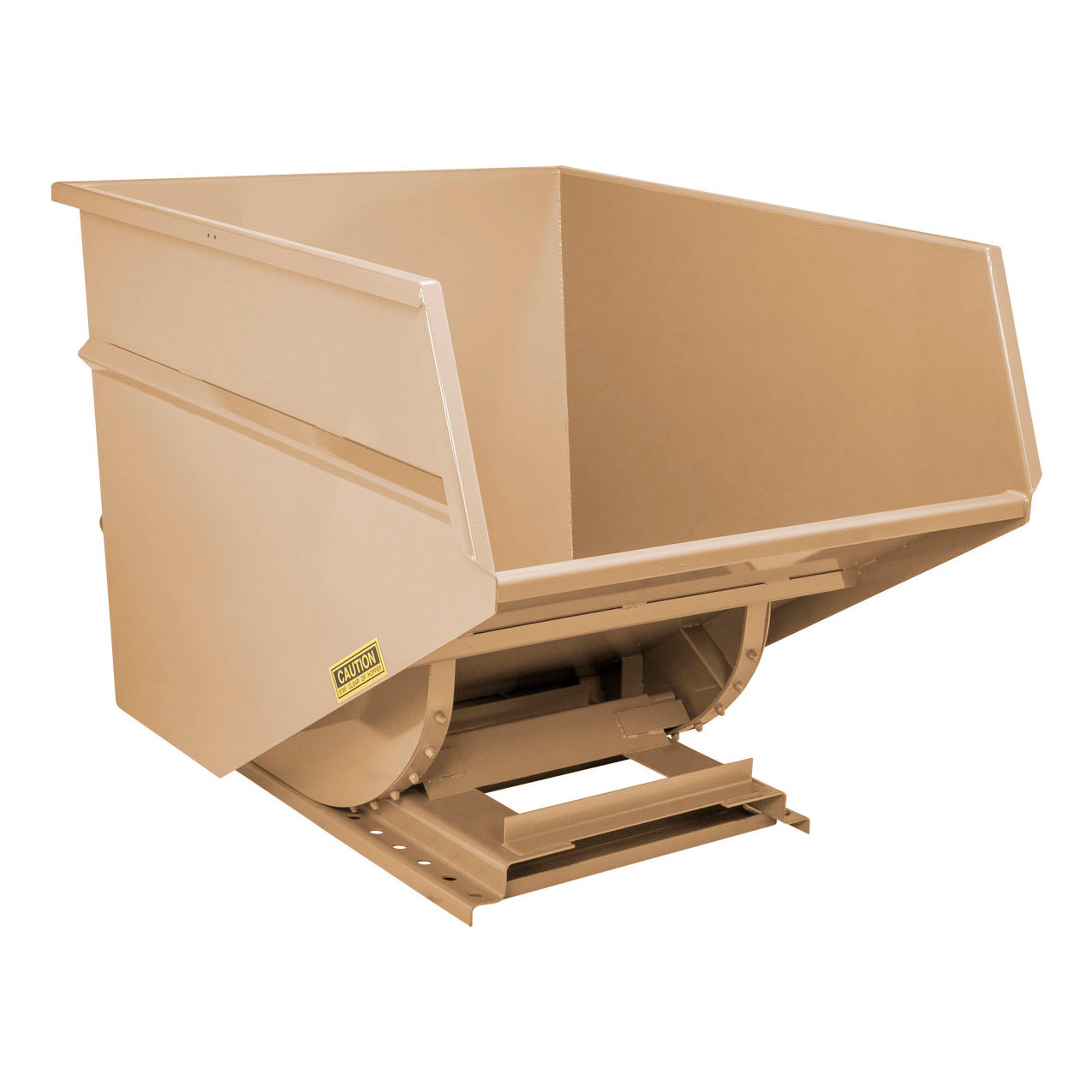 Heavy Duty Steel Self Dumping Forklift Hopper, 3 Cu. Yd., 7000 lb. Capacity, Tan