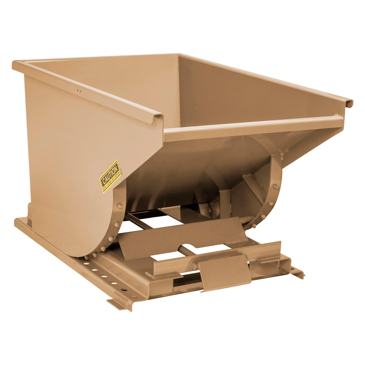 Steel Self Dumping Forklift Hopper with Bump Release, 1-1/2 Cu. Yd., 4000 lb. Cap., Tan