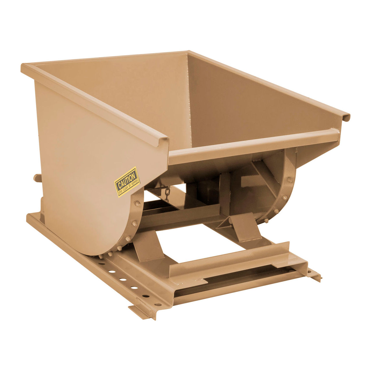 Heavy Duty Steel Self Dumping Forklift Hopper, 1/2 Cu. Yd., 7000 lb. Capacity, Tan