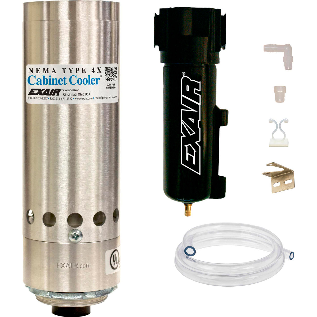 NEMA 4X St. Cabinet Cooler System, Continuous Operation, 15 CFM, 1/4" NPT, 1000 BTU/Hr