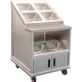 HD Mobile Condiment Cart with Pan Cutouts & Storage, Silvery White/Dull Gray