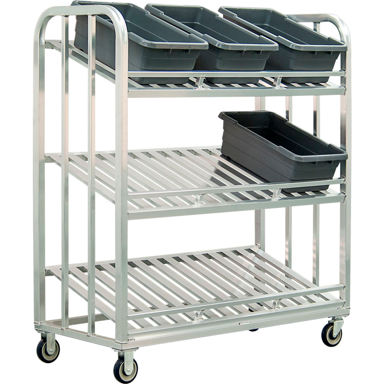 HD Slanted Shelf Picking Cart w/ 3 Shelves, 600 lb. Cap., 26"L x 59"W x 67-1/2"H