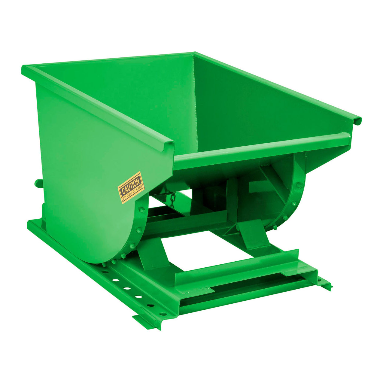Heavy Duty Steel Self Dumping Forklift Hopper, 1/2 Cu. Yd., 6000 lb. Cap., Bright Green