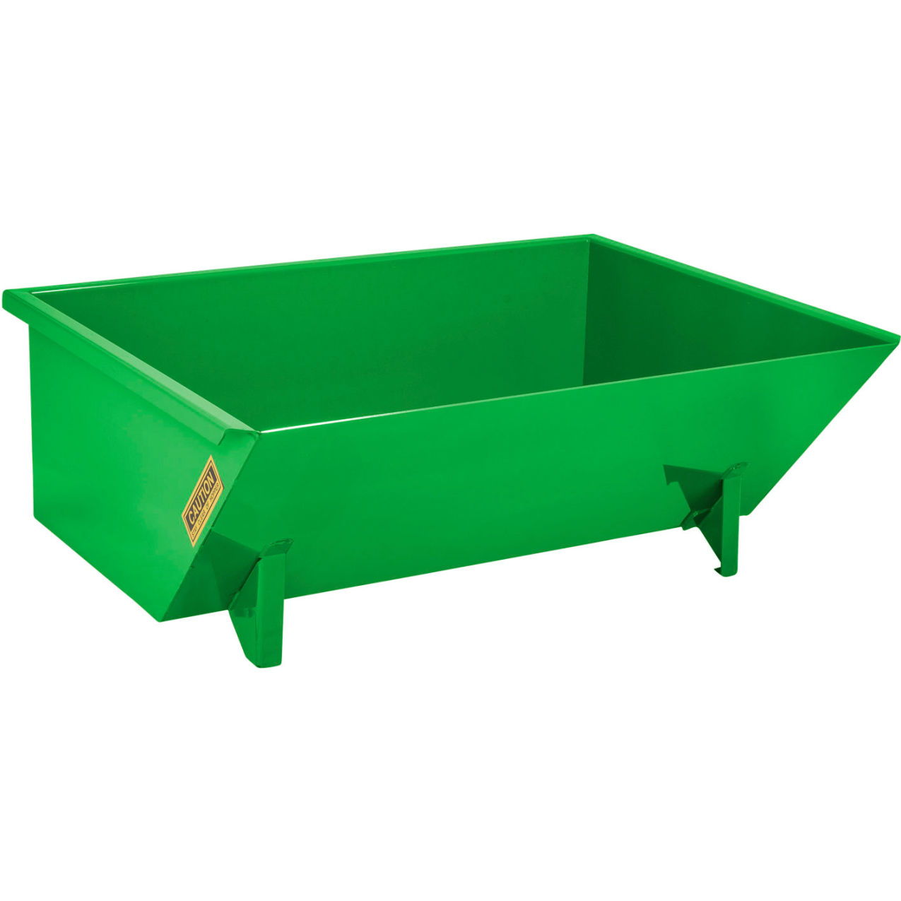 Low-Profile Steel Self Dumping Forklift Hopper, 3/4 Cu. Yd., 5000 lb. Cap, Bright Green