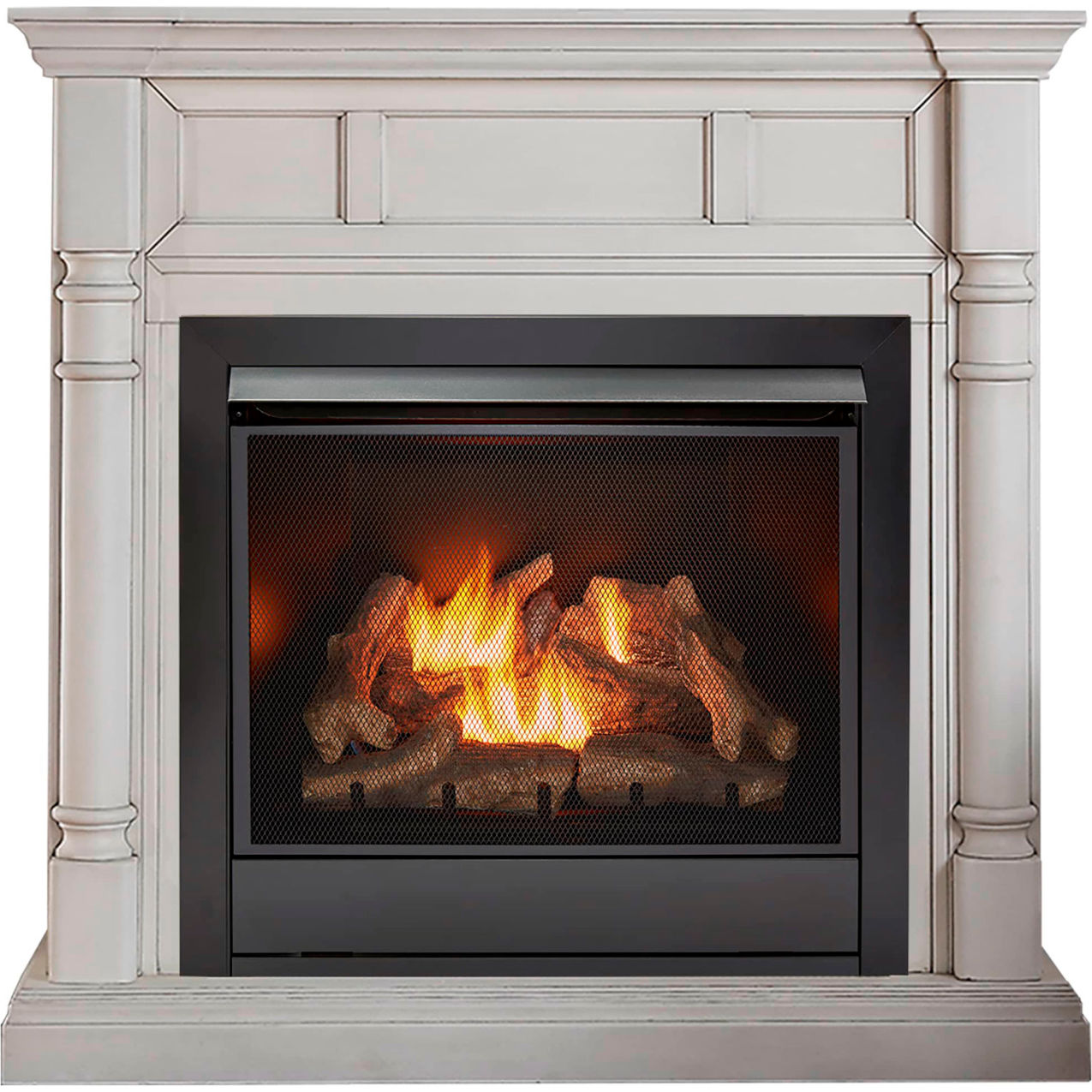 Natural Gas Vent Free Fireplace System, 32000 BTU, Antique White
