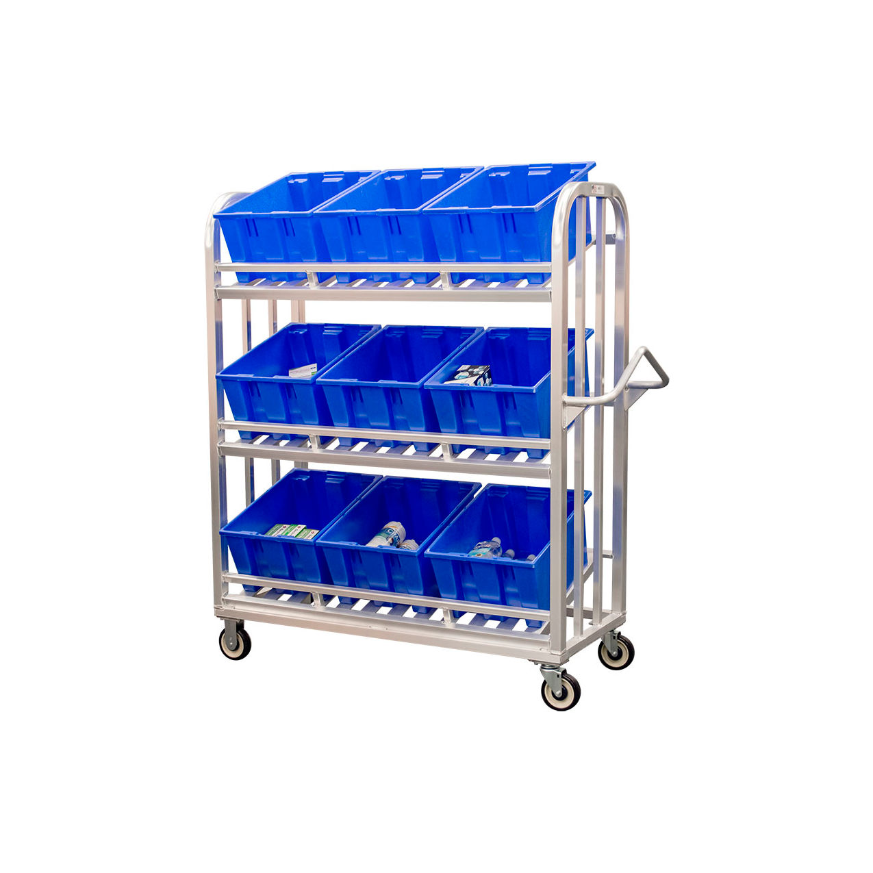 HD Warehouse Picking Cart w/ Slanted Shelves, 600 lb Cap, 59"L x 22"W x 65-1/2"H