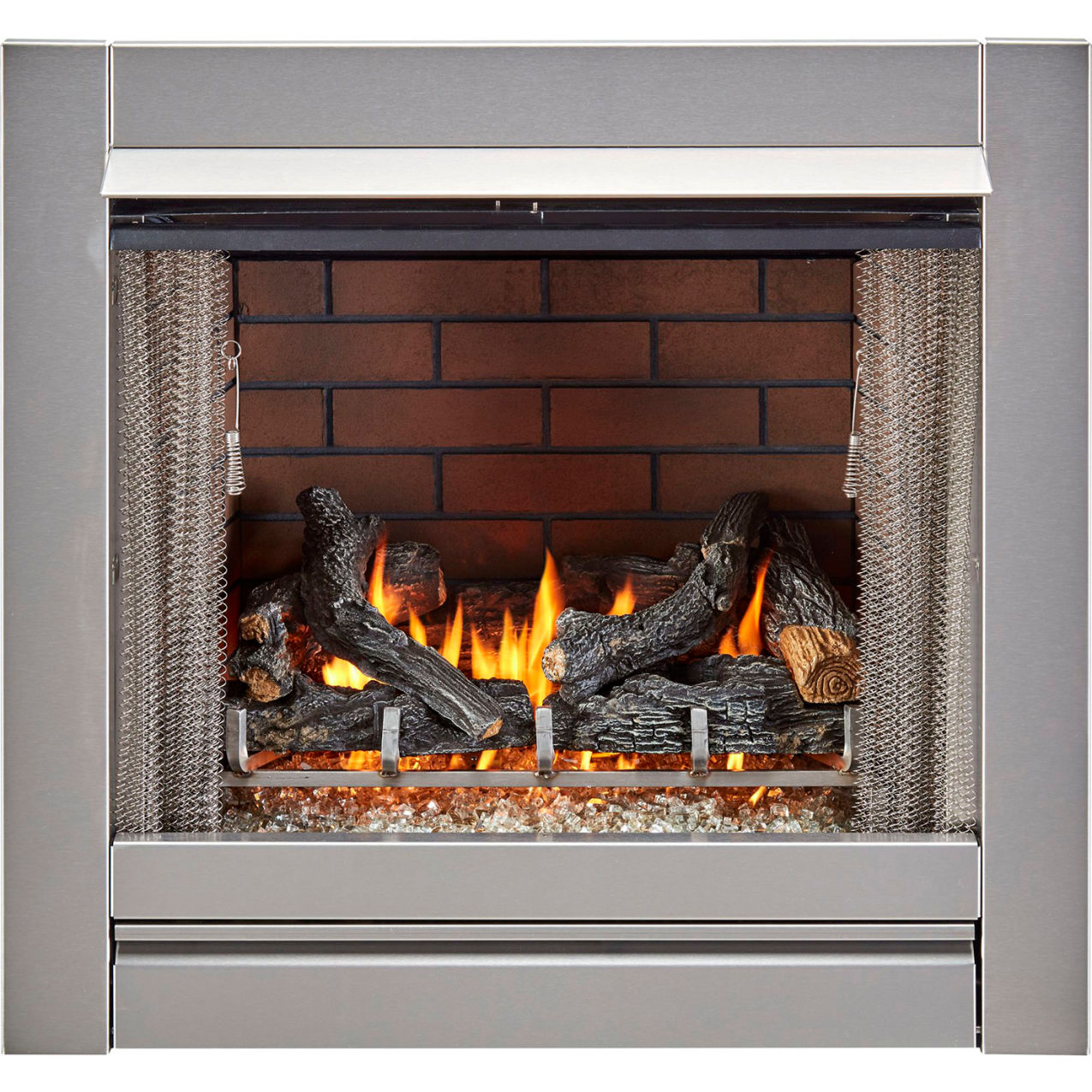 Outdoor Fireplace Insert with Log Set & Liner, 24000 BTU, Sandstone