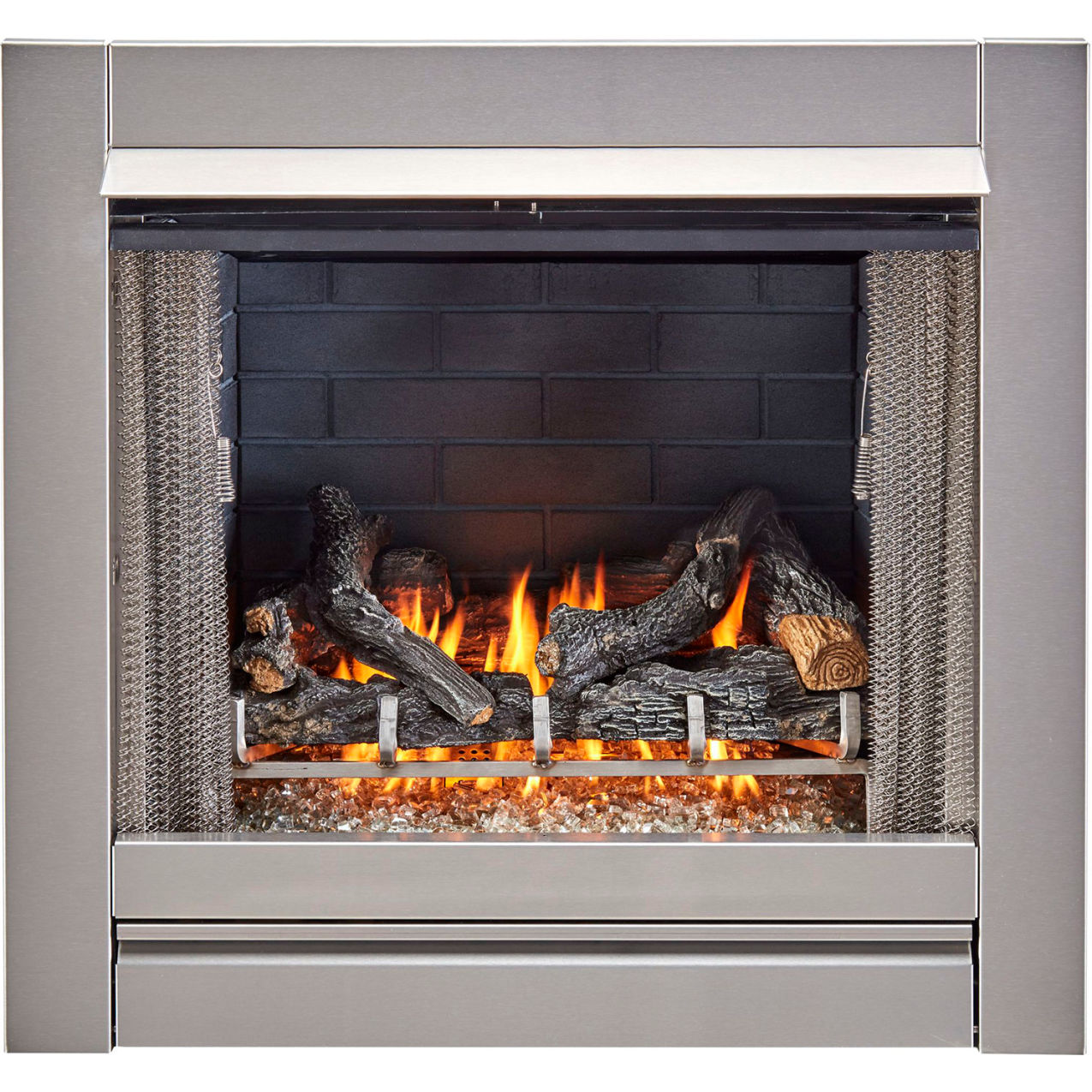 Outdoor Fireplace Insert with Log Set & Liner, 24000 BTU, Slate Gray