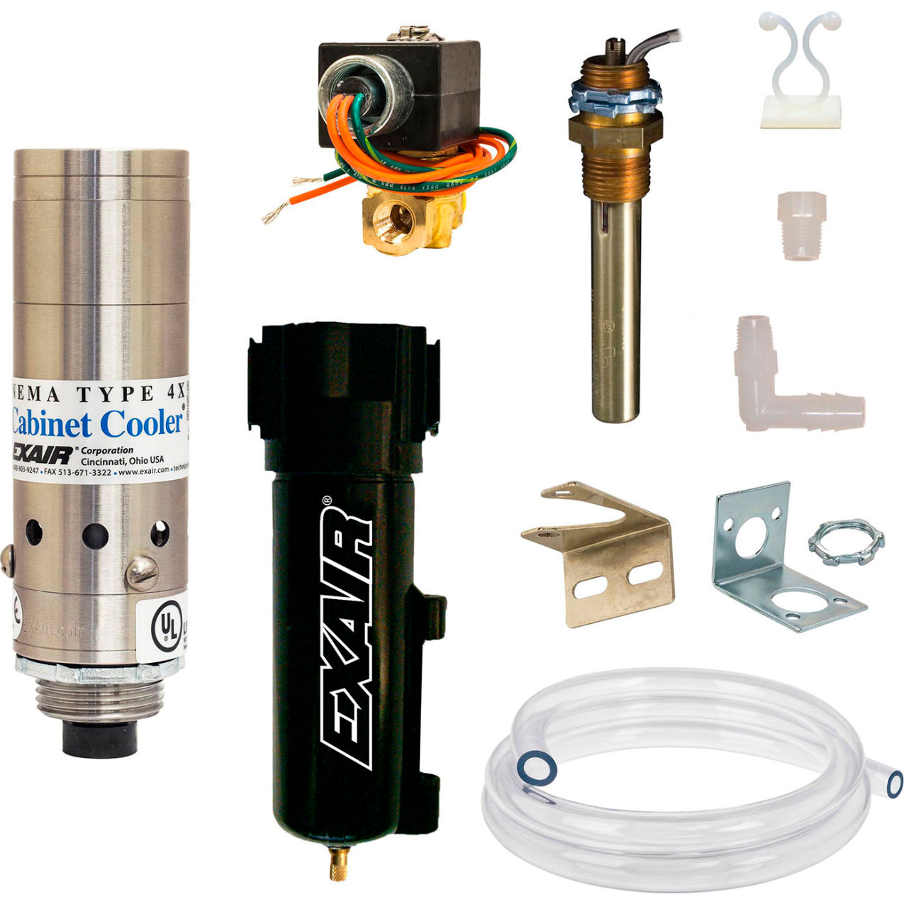 NEMA 4X Stainless Cabinet Cooler System w/240V Thermostat Control, 4 CFM, 1/8" NPT, 275 BTU/Hr