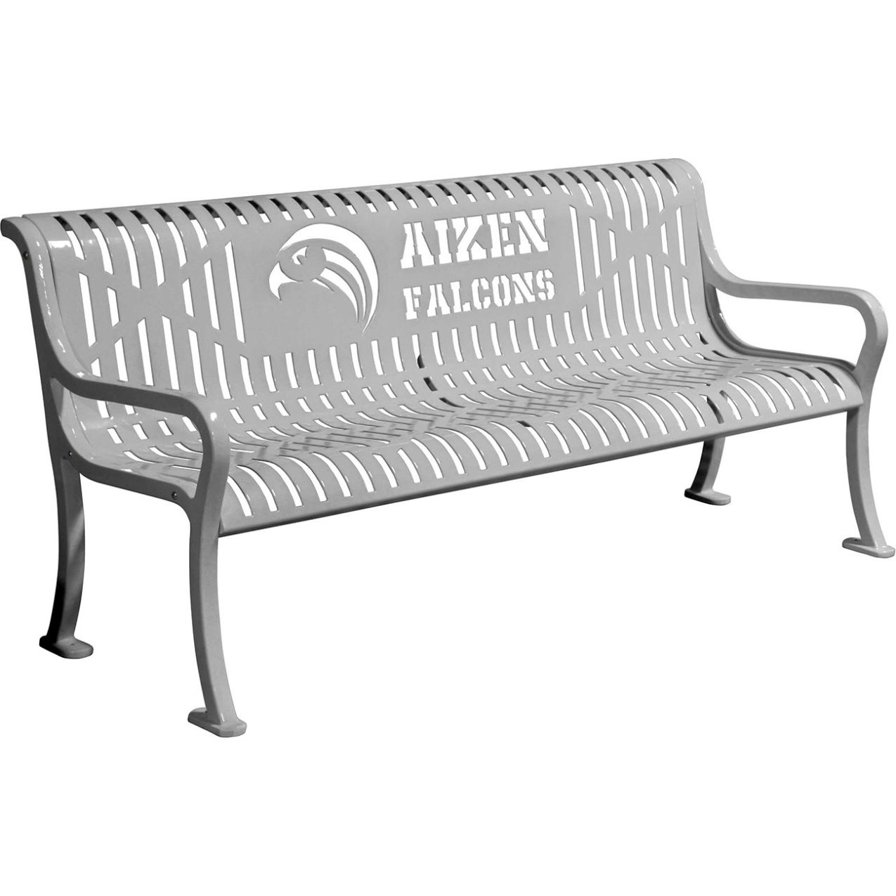 5-13/16' Personalized Diamond Pattern Bench with Back, Expanded Metal, Gray