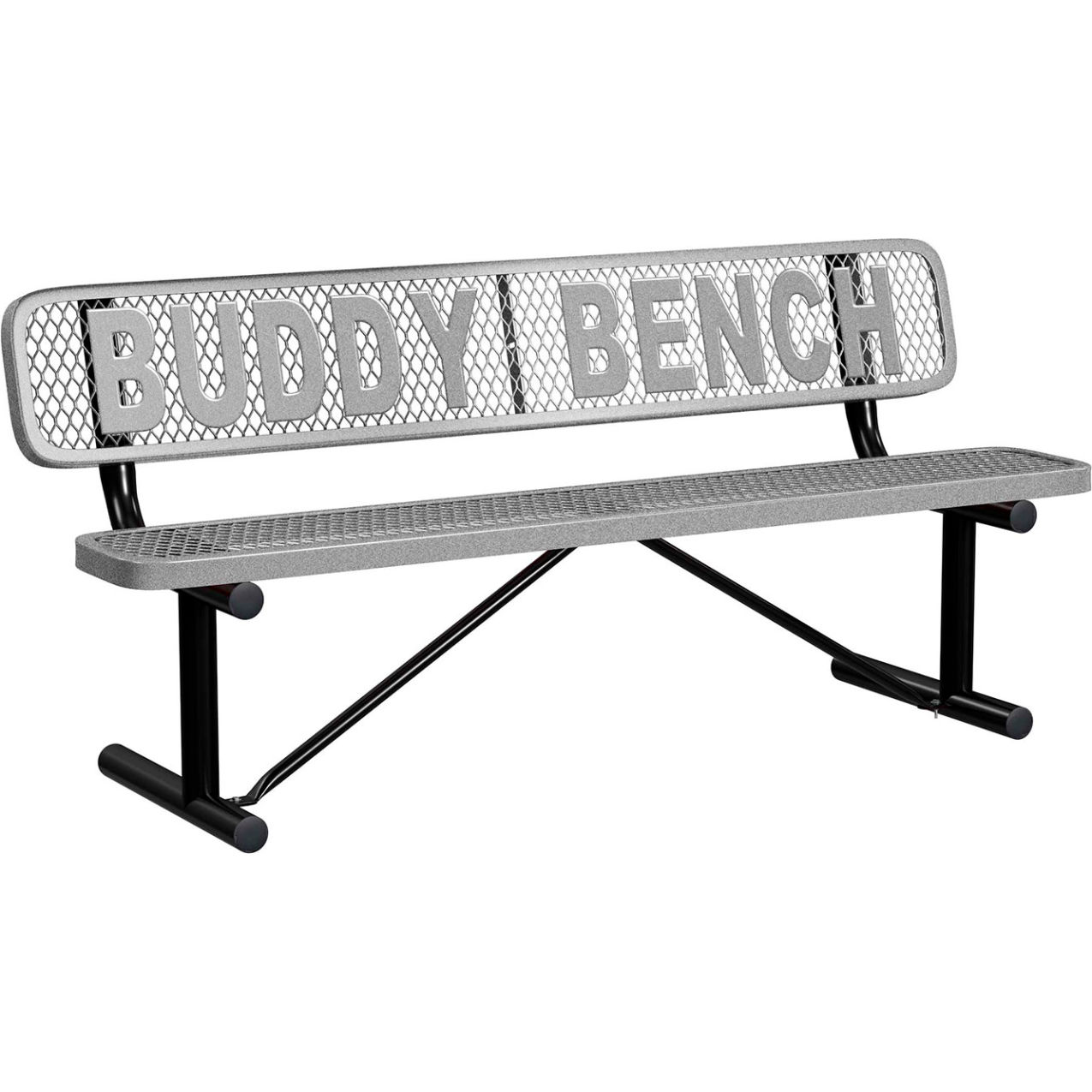 6' Personalized Standard Buddy Bench w/ Back, Expanded Metal, Portable, Granite