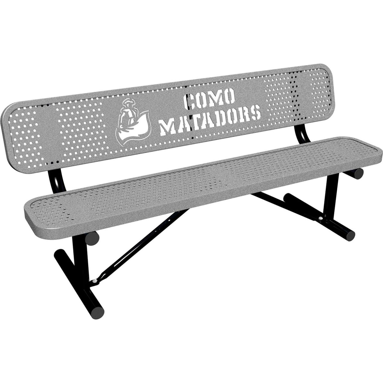6' Personalized Standard Bench with Back, Perforated Metal, Portable, Granite