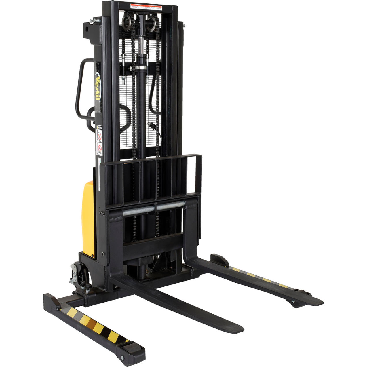Hand Pump DC Powered Stacker with Adjustable Forks & Legs, 98" Lift, 2000 lb Capacity