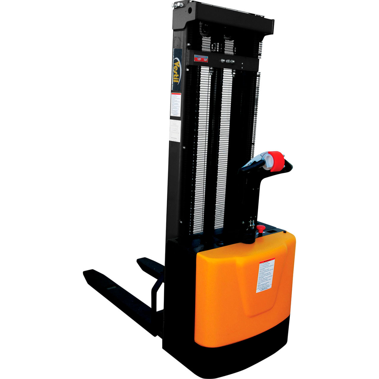 Steel Fixed Forks Powered Lift Stacker, 118" Lift, 2000 lb. Capacity