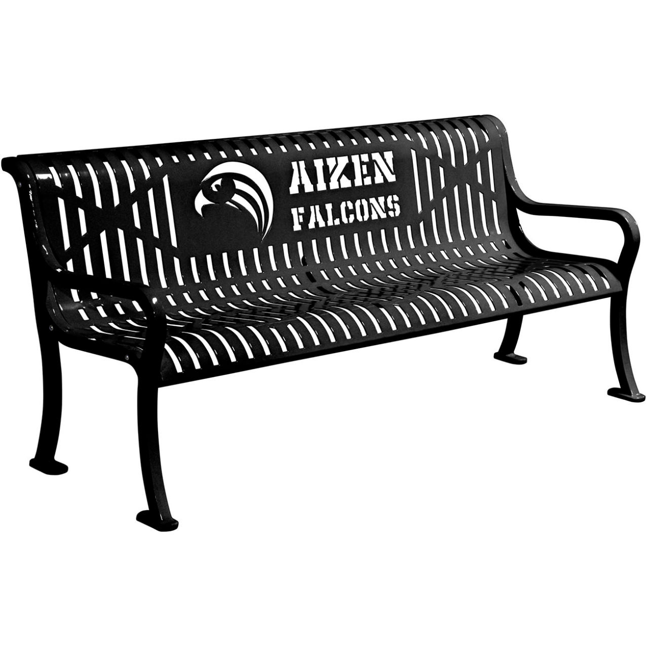 5-13/16' Personalized Diamond Pattern Bench with Back, Expanded Metal, Black