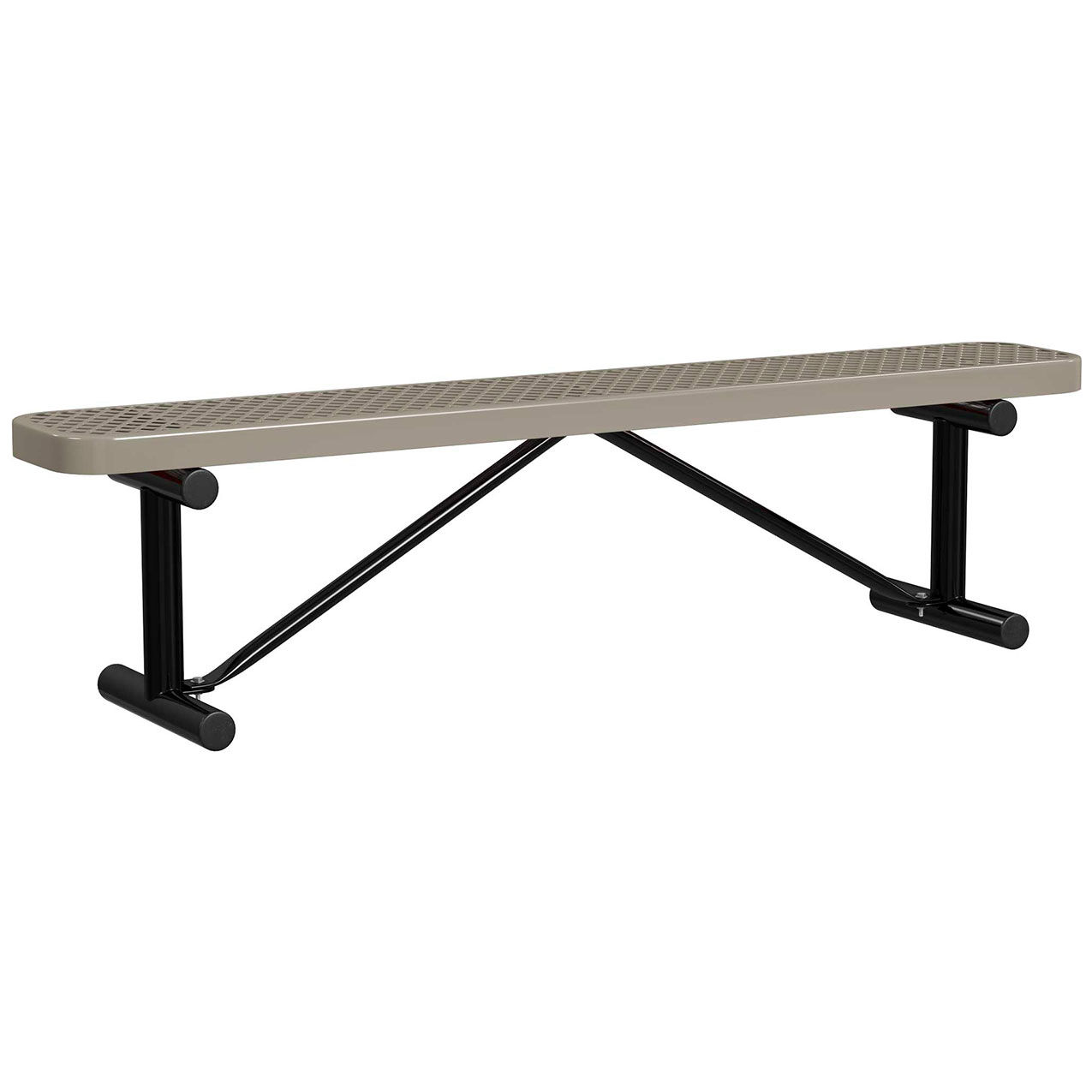6' Standard Bench without Back, Expanded Metal, Portable, Beige