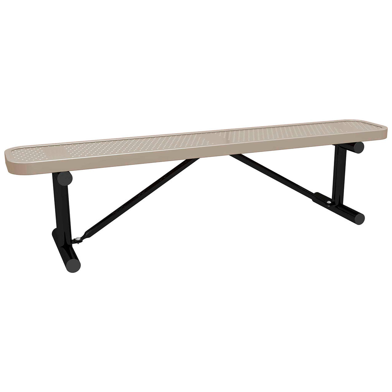 6' Standard Bench without Back, Perforated Metal, Portable, Beige