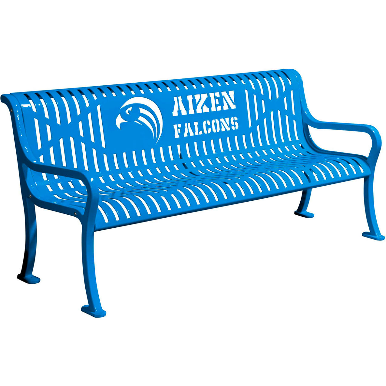 5-13/16' Personalized Diamond Pattern Bench with Back, Expanded Metal, Blue