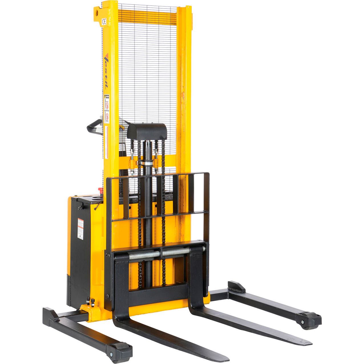 Steel Adjustable Powered Lift Stacker, 62" Lift, 2000 lb Capacity