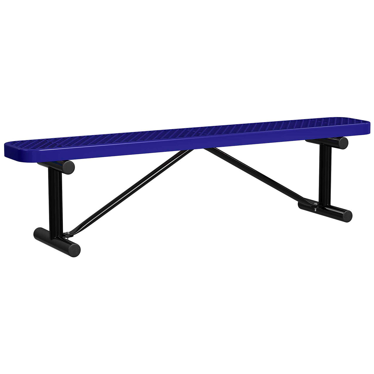 6' Standard Bench without Back, Expanded Metal, Portable, Navy