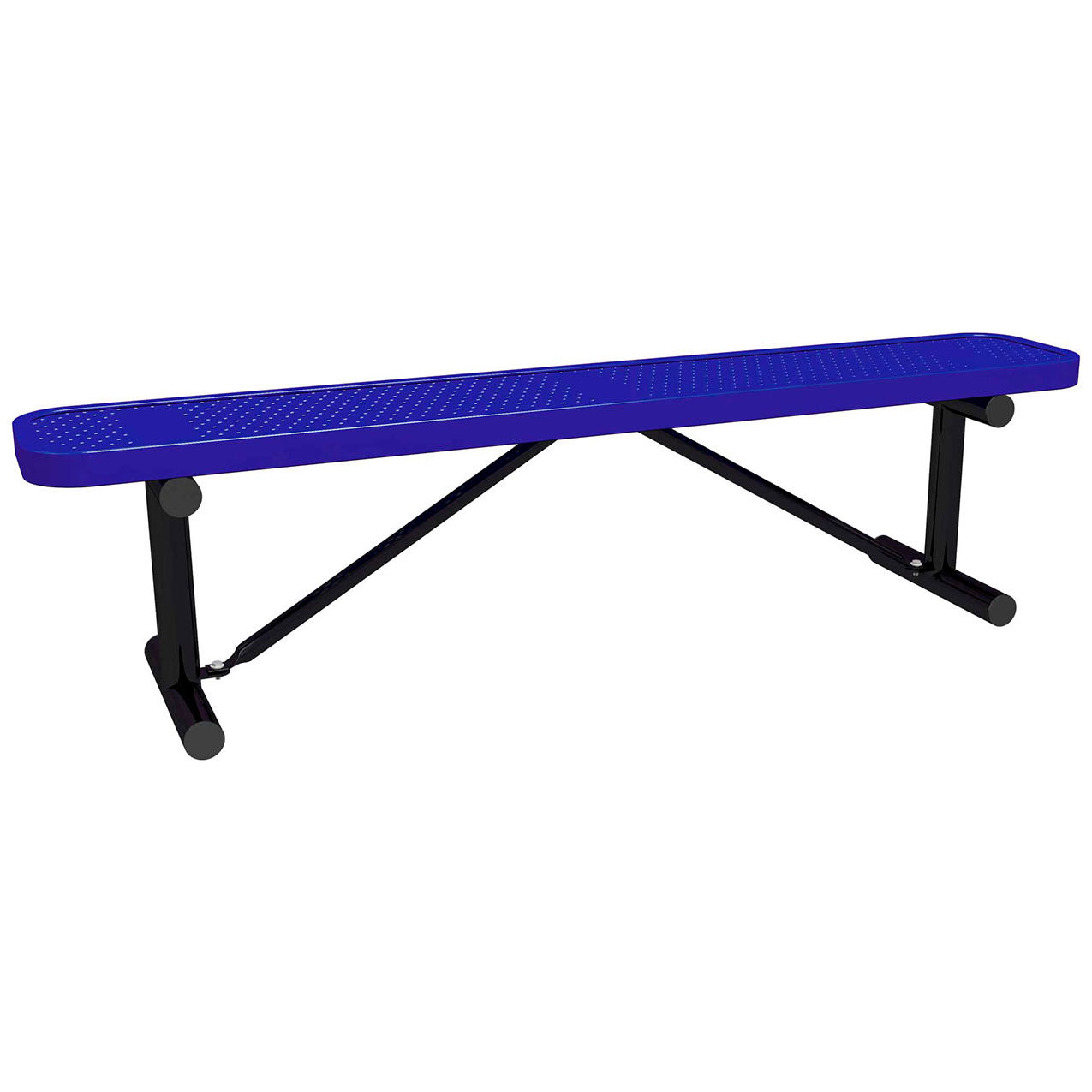 6' Standard Bench without Back, Perforated Metal, Portable, Navy