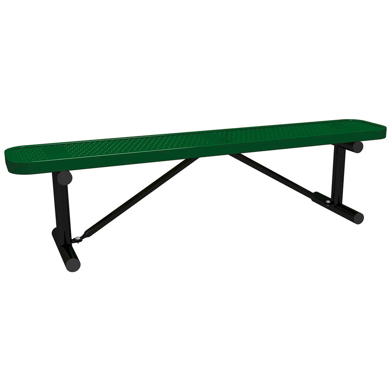 6' Standard Bench without Back, Perforated Metal, Portable, Black Green