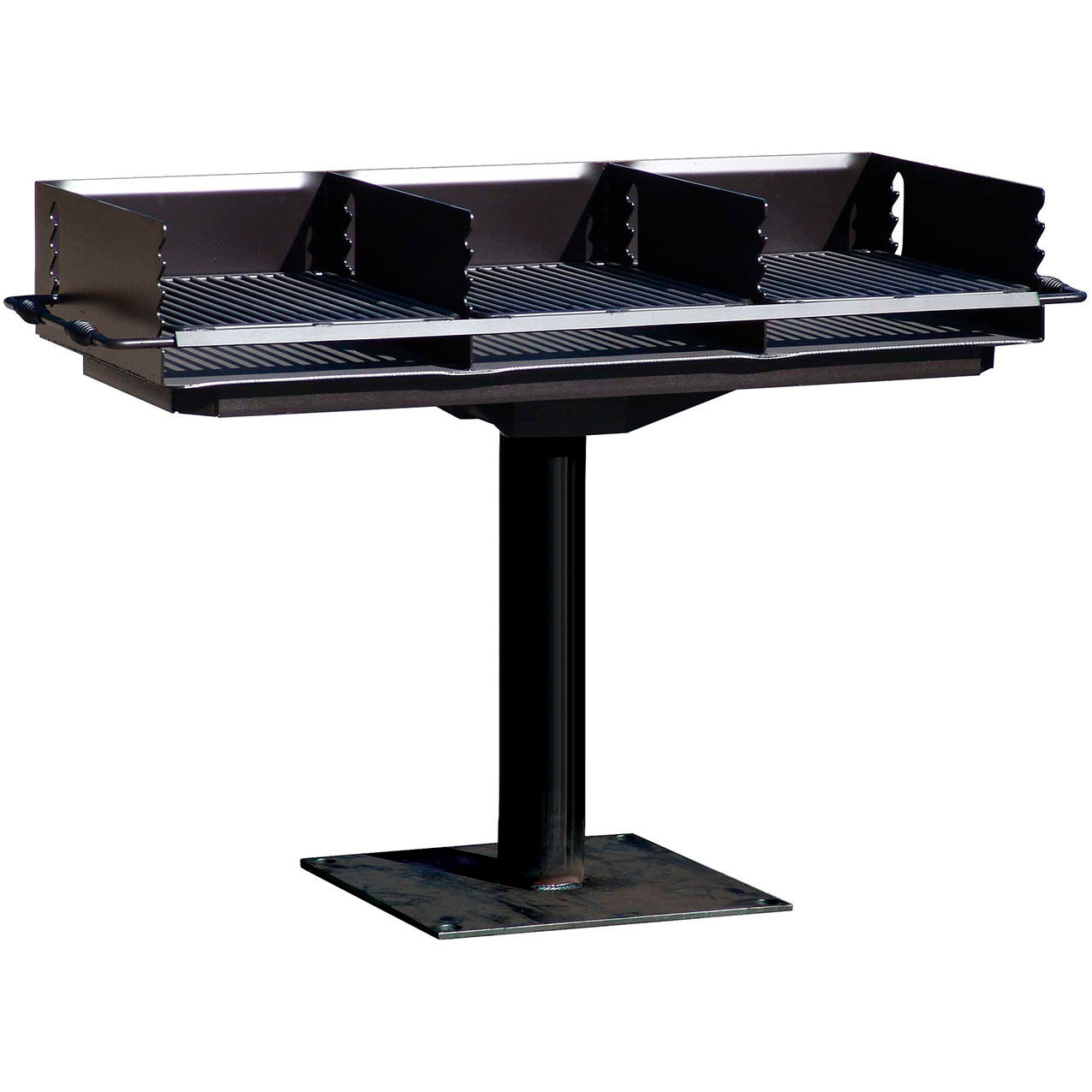 Surface Mount Triple Outdoor Park Grill, Black