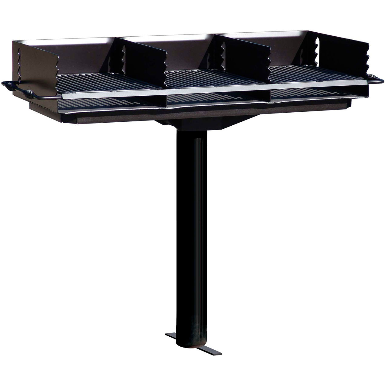 In-Ground Mount Triple Outdoor Park Grill, Black