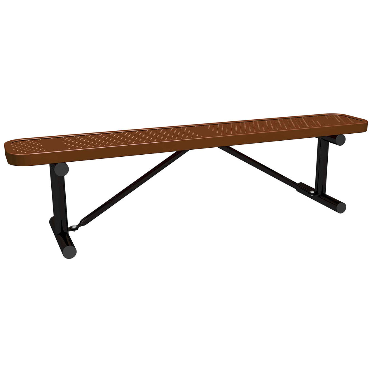 6' Standard Bench without Back, Perforated Metal, Portable, Brown