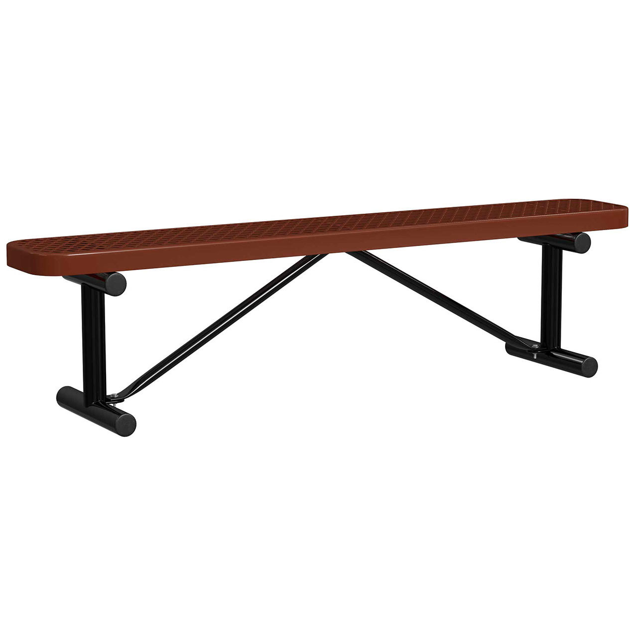6' Standard Bench without Back, Expanded Metal, Portable, Brown