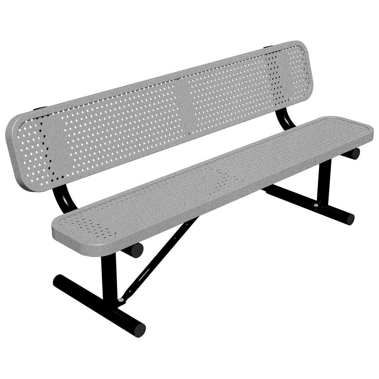 6' Standard Bench with Back, Perforated Metal, Portable, Granite