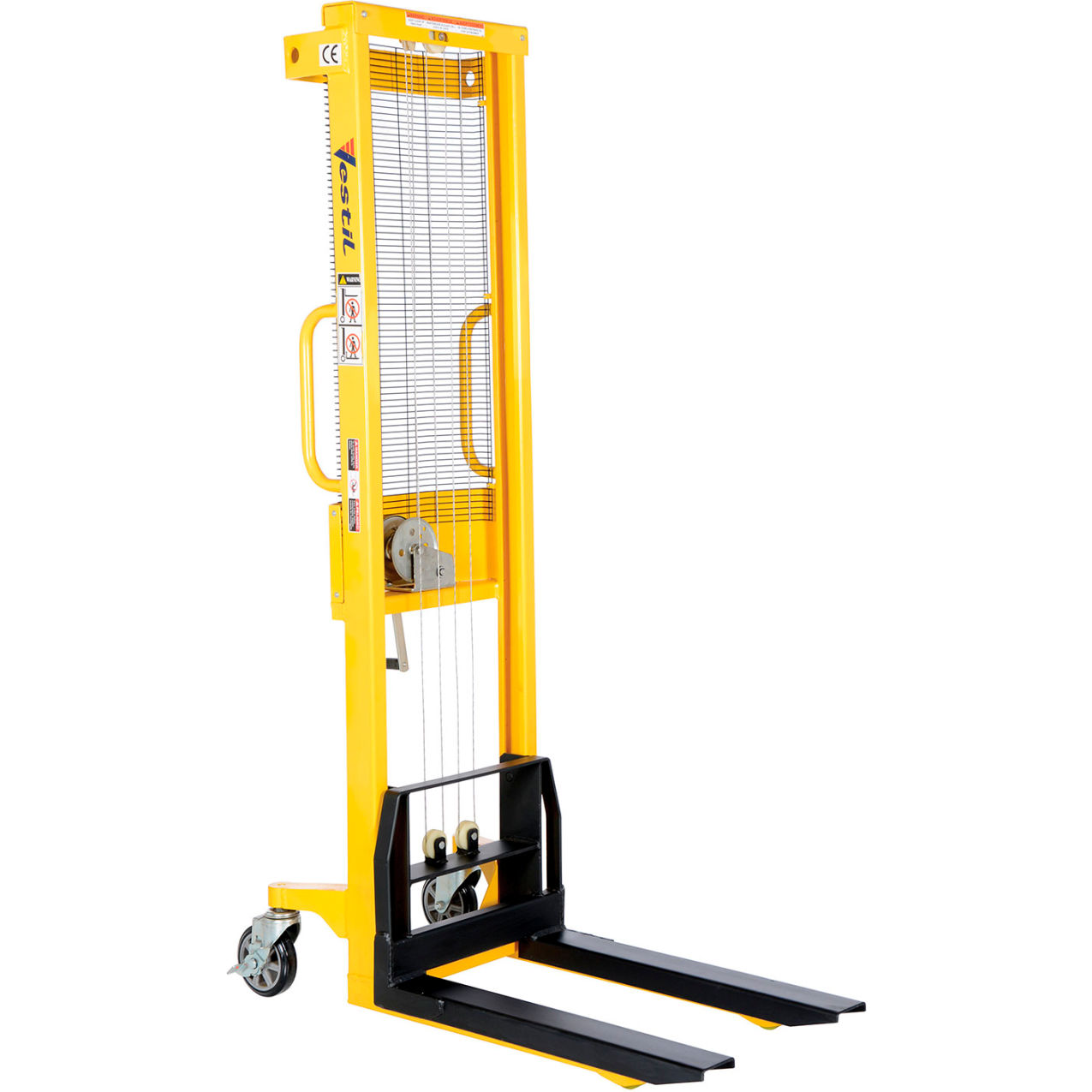 Steel Stacker with Fixed Manual Hand Winch, 59" Lift, 770 lb. Capacity