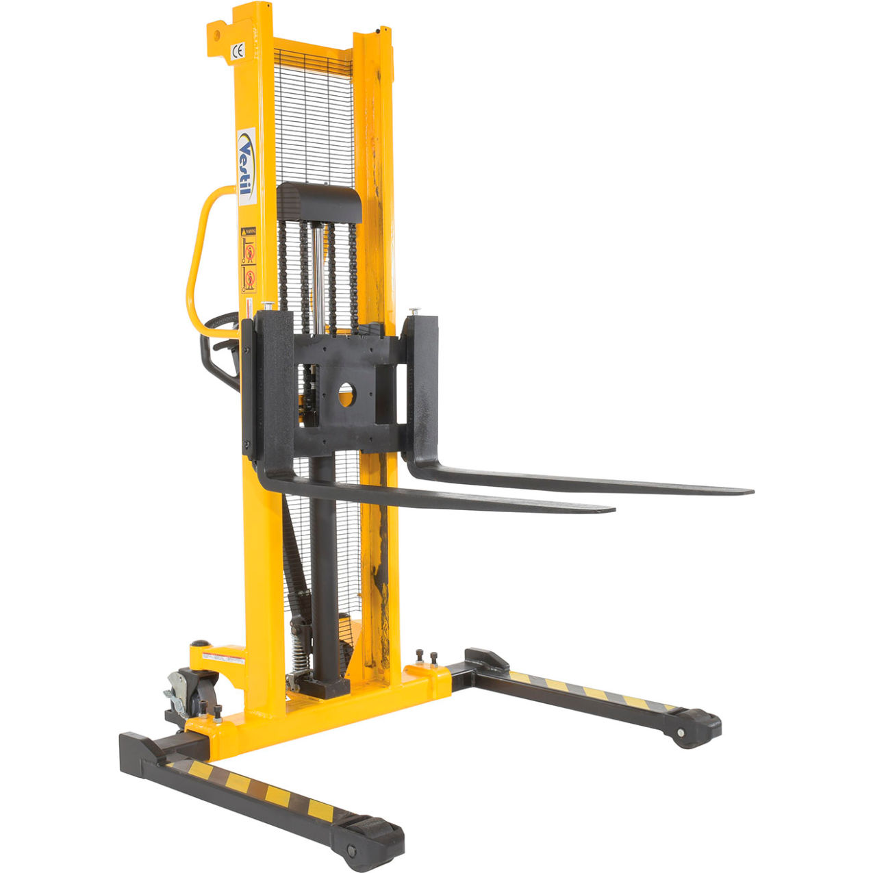 Steel Manual Stacker, Adjustable Forks & Legs, 63" Lift, 2000 Lb. Capacity