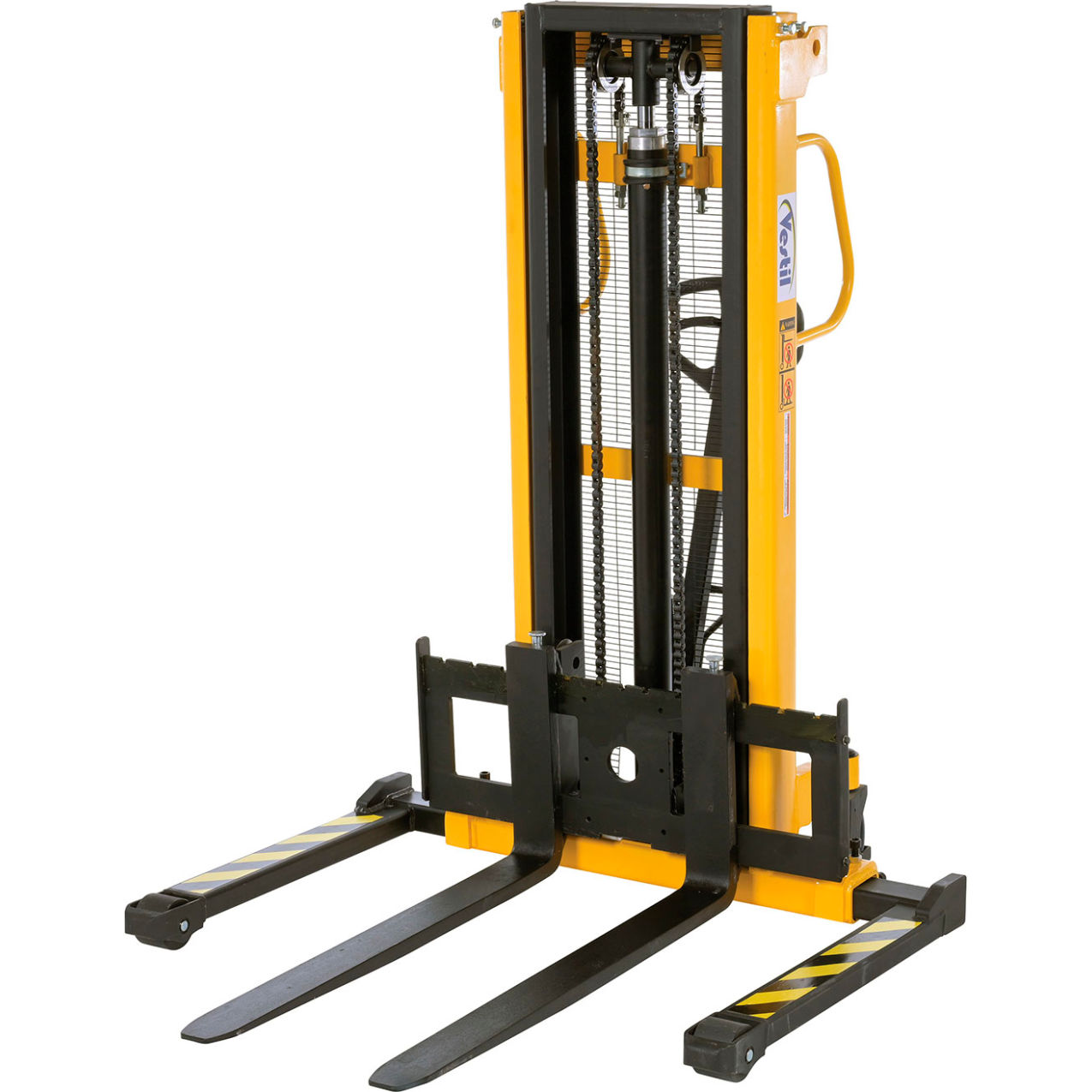 Steel Manual Stacker, Adjustable Forks & Legs, 98-1/2" Lift, 2200 lb. Capacity