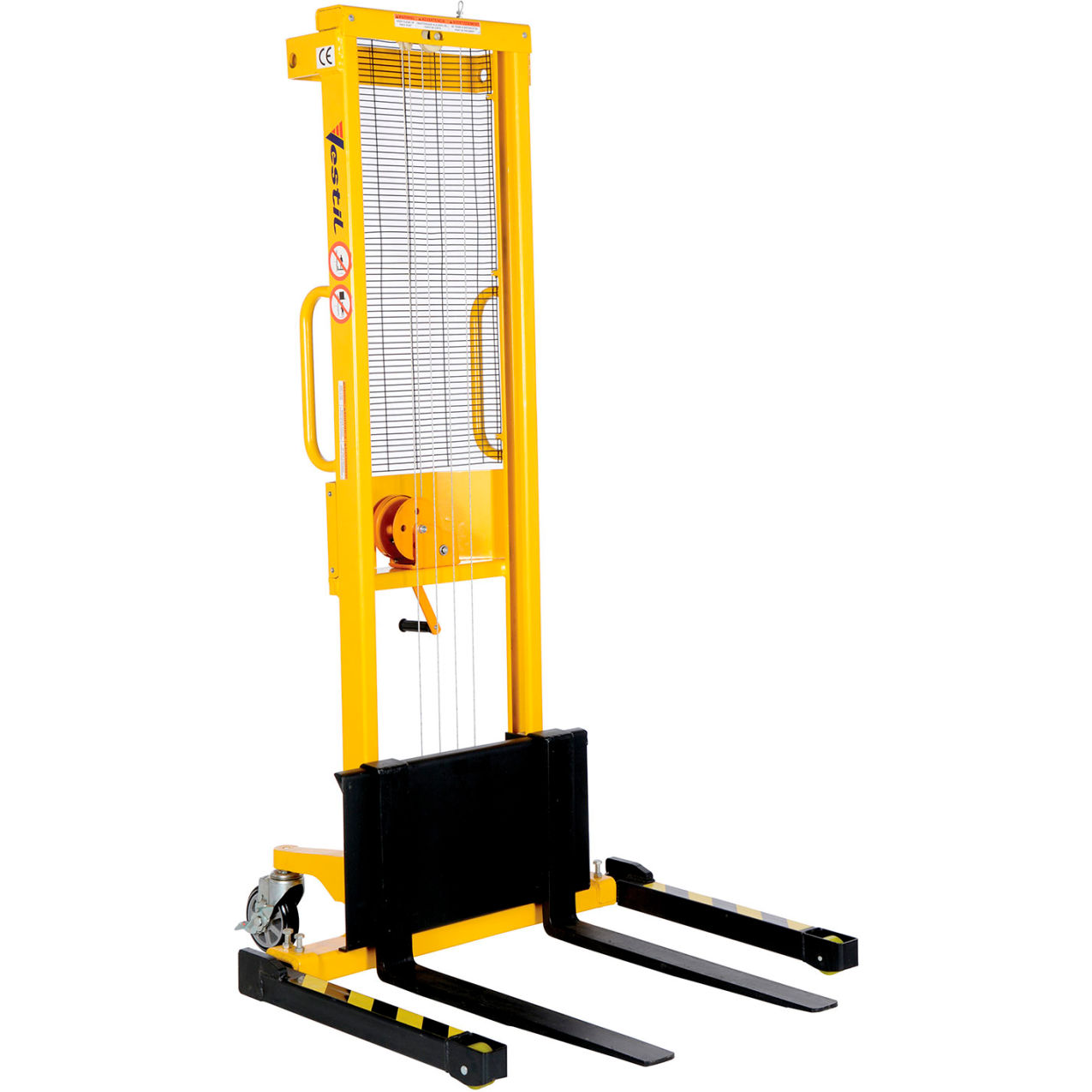 Steel Stacker with Adjustable Manual Hand Winch, 59" Lift, 770 lb. Capacity