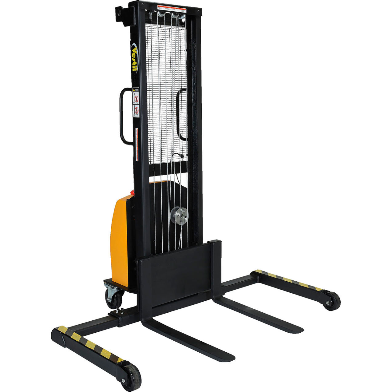 Steel Stacker with Adjustable DC Powered Winch, 59" Lift, 770 lb. Capacity
