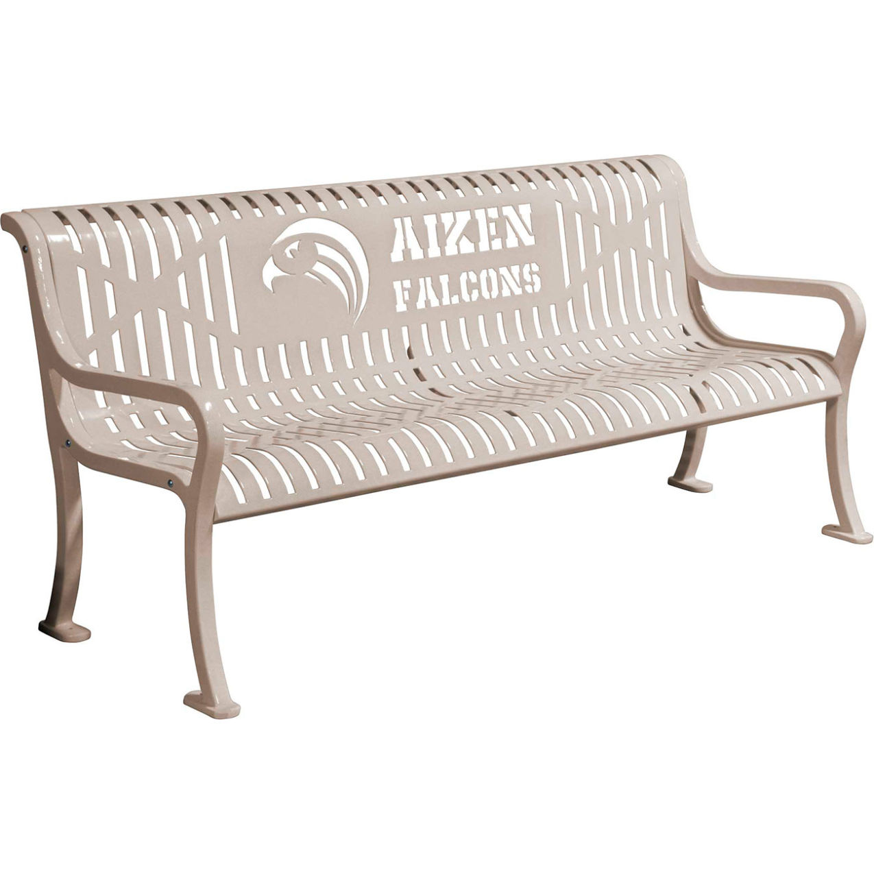 5-13/16' Personalized Diamond Pattern Bench with Back, Expanded Metal, Beige